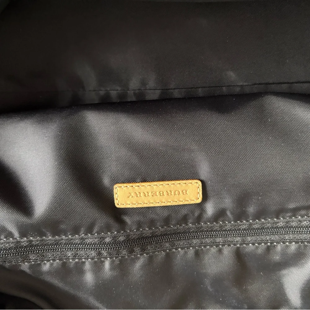 Burberry Black Canvas Tote/ Tan Leather Handles with Nova Check Bottom/Interior - Picture 5 of 16